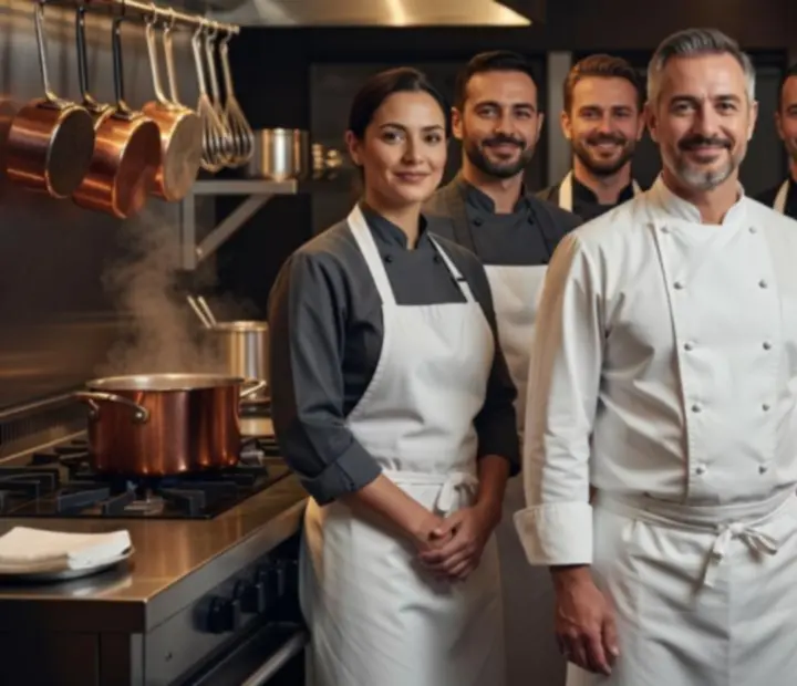 Portrait du chef et de la brigade en cuisine